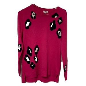 Crown & Ivy Pink Hi-Lo Long Sleeve Big Cheeta Print Ribbed Collar Cuff Hem Sz S